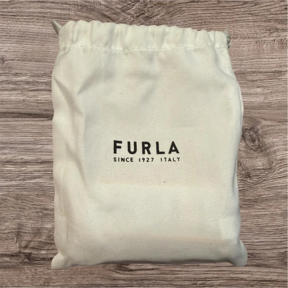 Furla Leather Logo Keychain in Cream with Gold Hardware - Picture 3 of 3